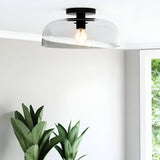 Sylvia 1 Light Glass Semi Flush - Matte Black