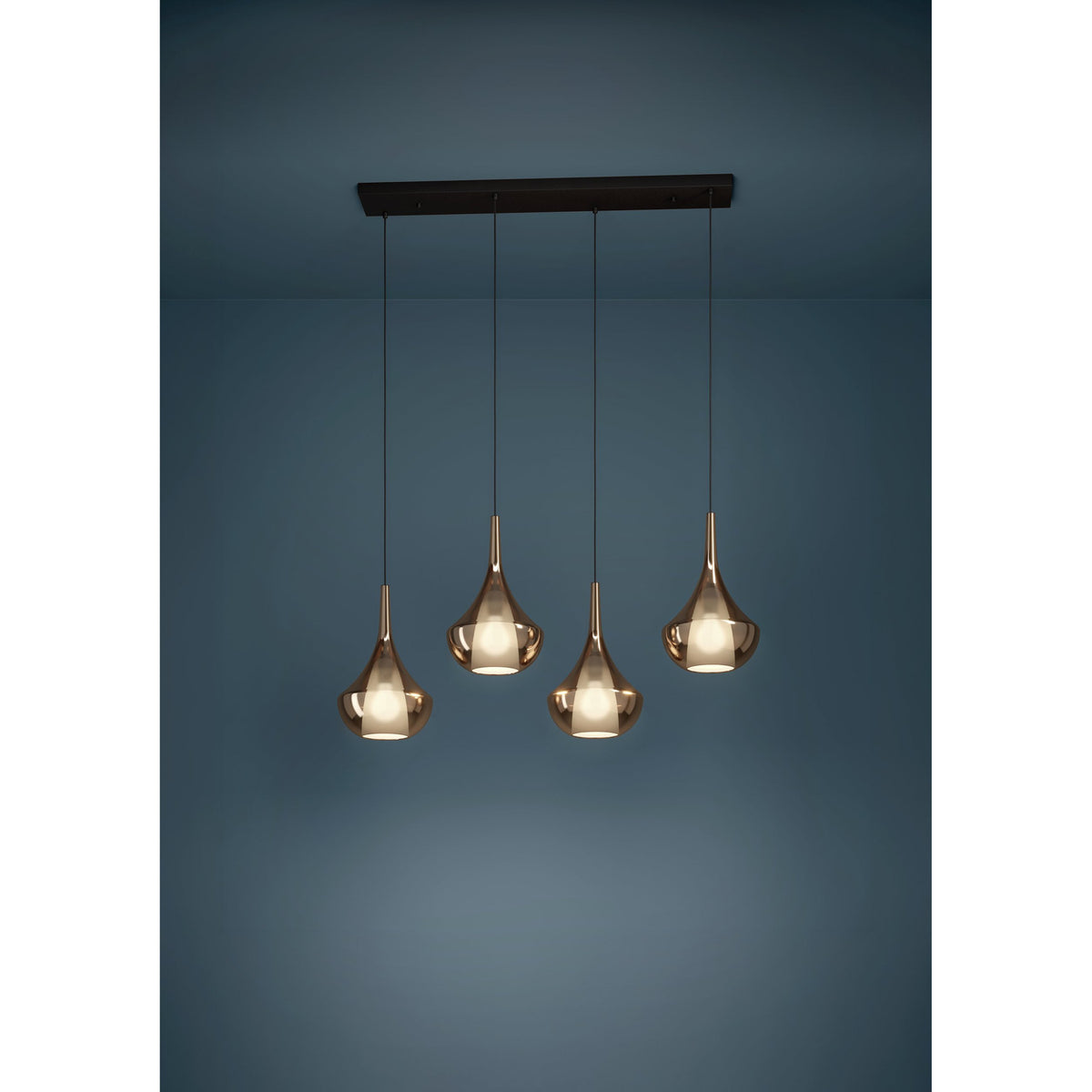 Almoster Glass 4 Light Linear Pendant Light - Black