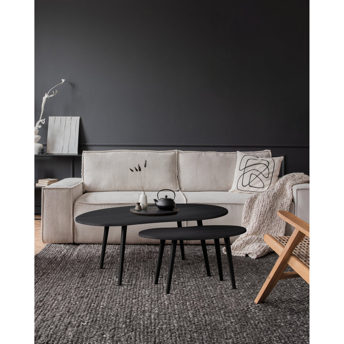 Aloran Nesting Side Tables Set of 2 - Black & Grey