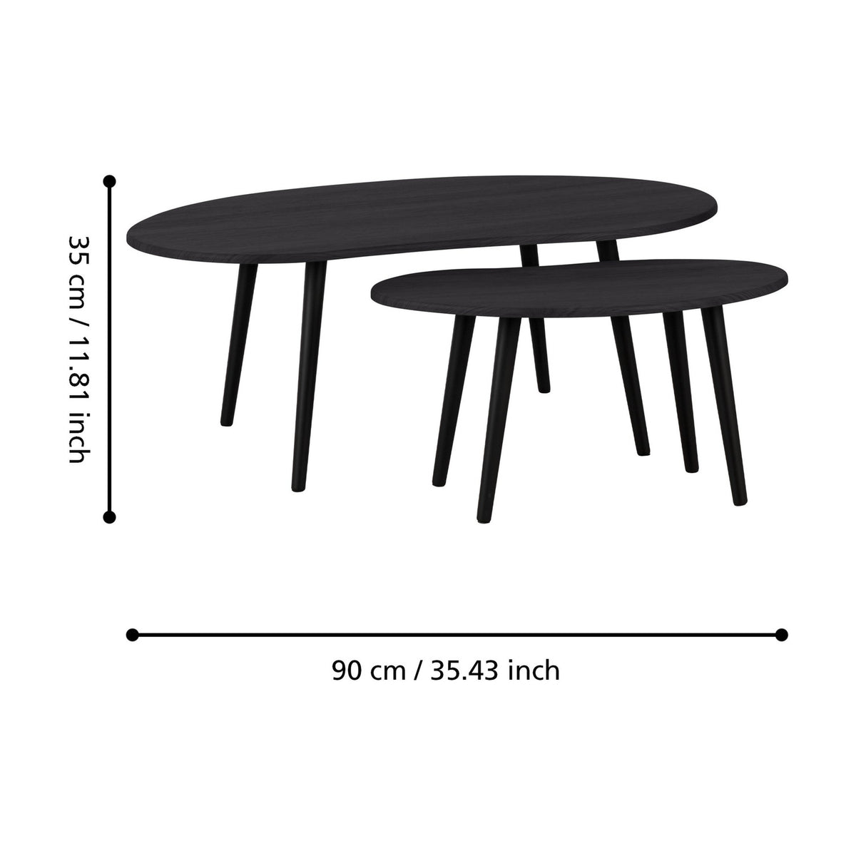Aloran Nesting Side Tables Set of 2 - Black & Grey