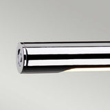 Close-up of the Alton 1 Light Large LED Picture Light in polished chrome displayed against a neutral background, showcasing a small illuminated section on the underside that makes it ideal for art illumination.