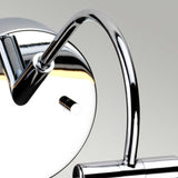 Capture the details of the Alton 1 Light Large LED Picture Light in polished chrome, showcasing its modern design. This fixture has a sleek curved arm and a cylindrical bulb holder, making it an ideal choice for illuminating artwork against a neutral backdrop.
