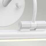 Close-up of the Alton 1 Light Large LED Picture Light in white, showcasing a sleek, modern design with a cylindrical fixture and adjustable arm. This energy-efficient LED provides a subtle glow that enhances its minimalist style. Perfect for art lighting, it elegantly illuminates against a plain backdrop.