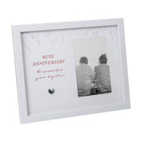 Ruby Anniversary Floral MDF Photo Frame 6 x 4in - White
