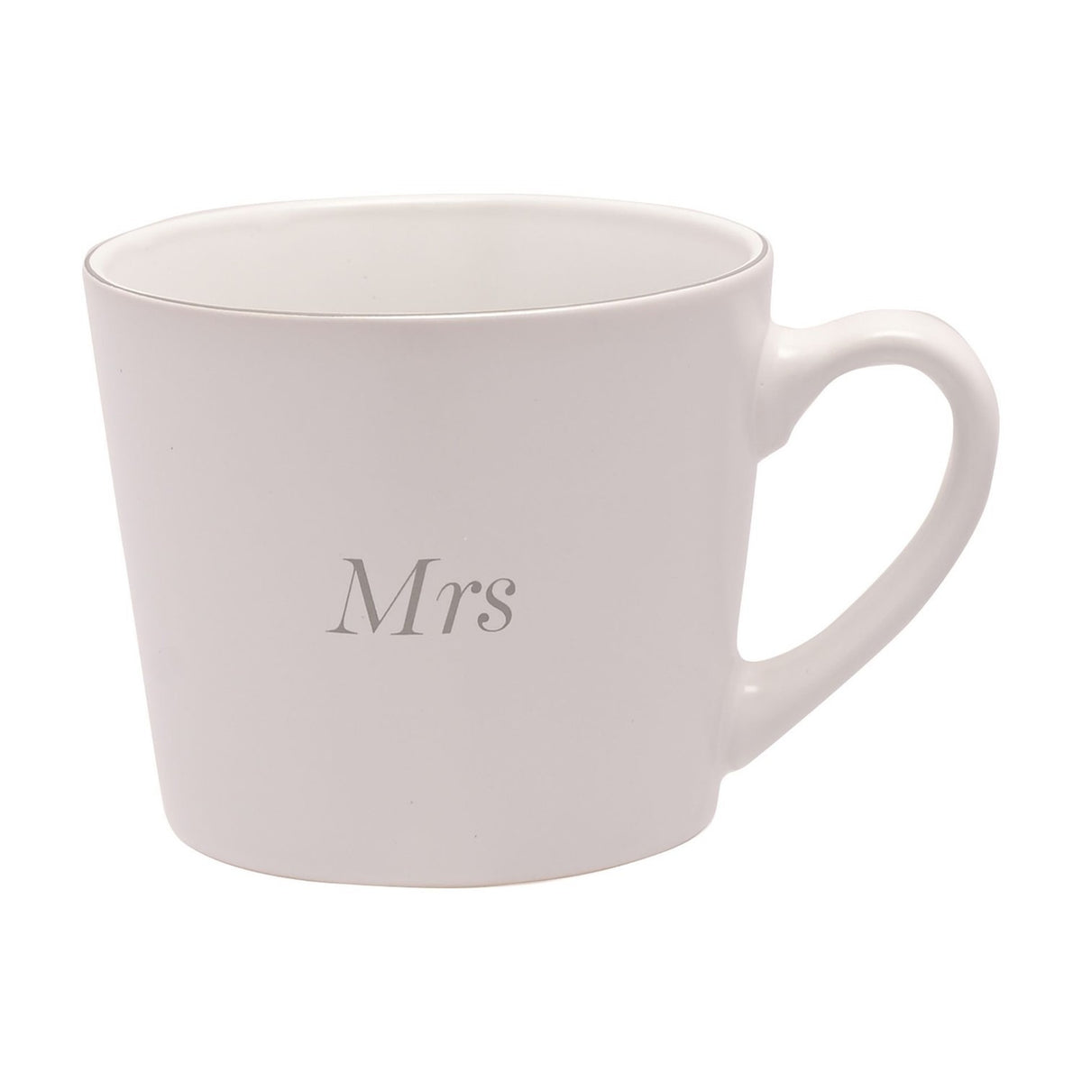 Set of 2 Mr & Mrs Tapered Matt Stoneware Mugs - Grey & White