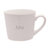 Set of 2 Mr & Mrs Tapered Matt Stoneware Mugs - Grey & White
