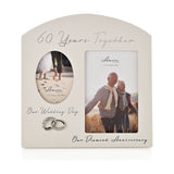 60th Wedding Anniversary Arched Double MDF Photo Frame - Grey