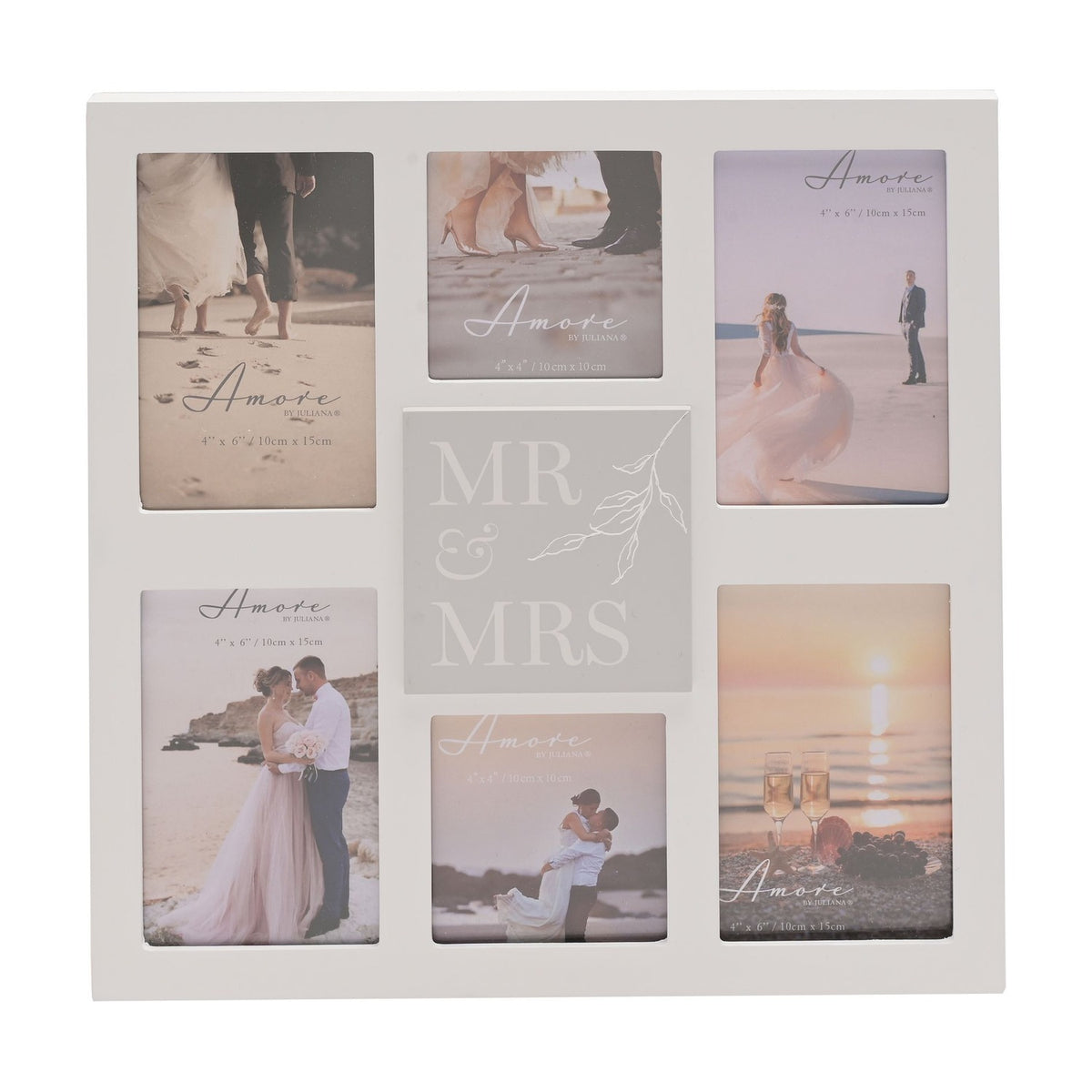 Mr & Mrs Square Multi Aperture MDF Photo Frame 35.5cm - White