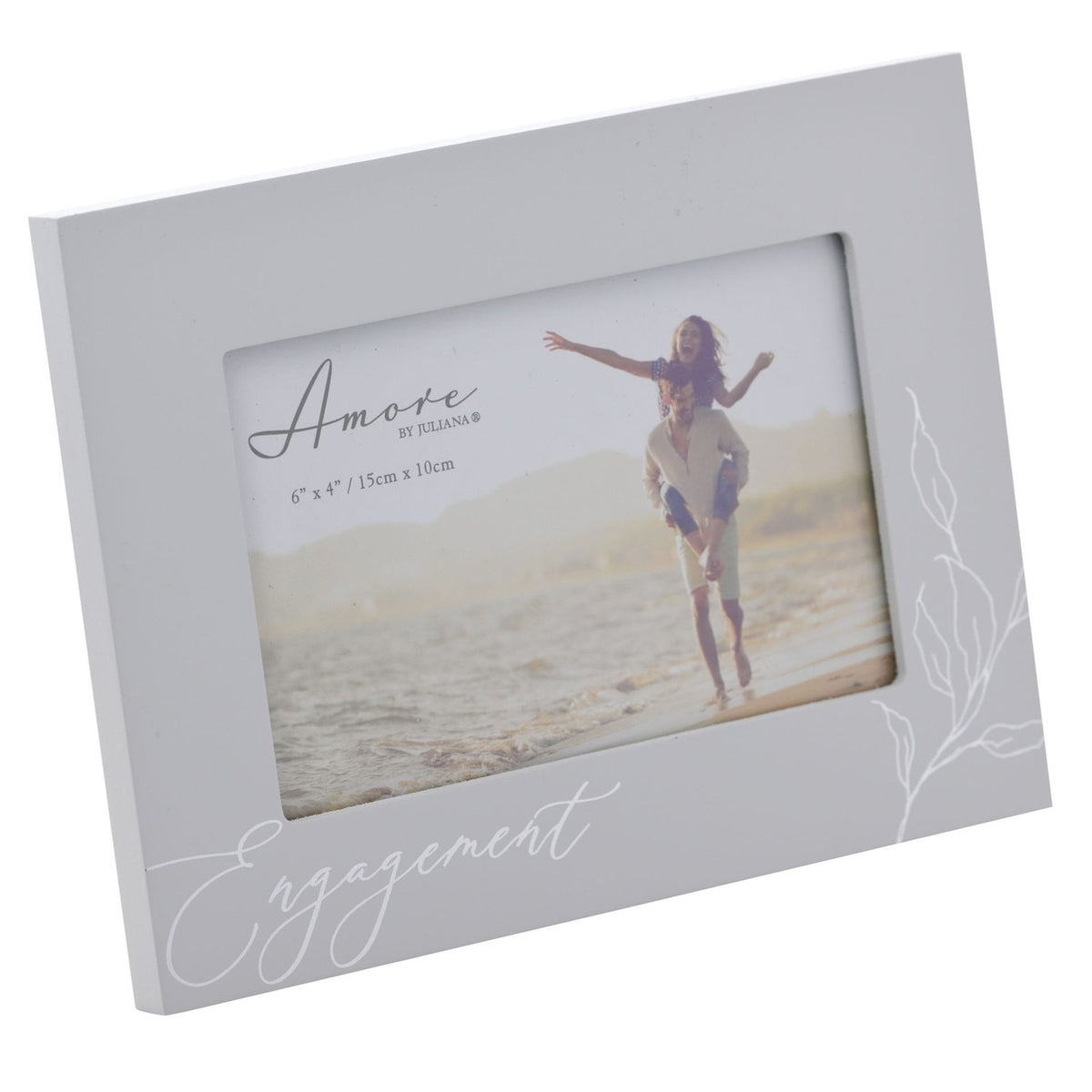 Engagement Leaf MDF Photo Frame with Stand 6 x 4in - Grey