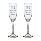 30th Anniversary Glass Champagne Flutes Set of 2 - Clear