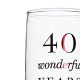 40th Anniversary Set of 2 Glass Champagne Flutes - Clear & Red