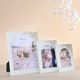 Floral Glass Arch Portrait Photo Frame with Easel - White