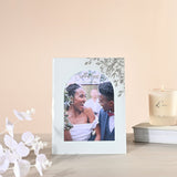 Floral Glass Arch Portrait Photo Frame with Easel - White
