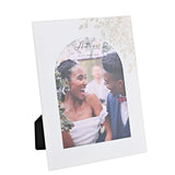 Floral Glass Arch Portrait Photo Frame with Easel - White