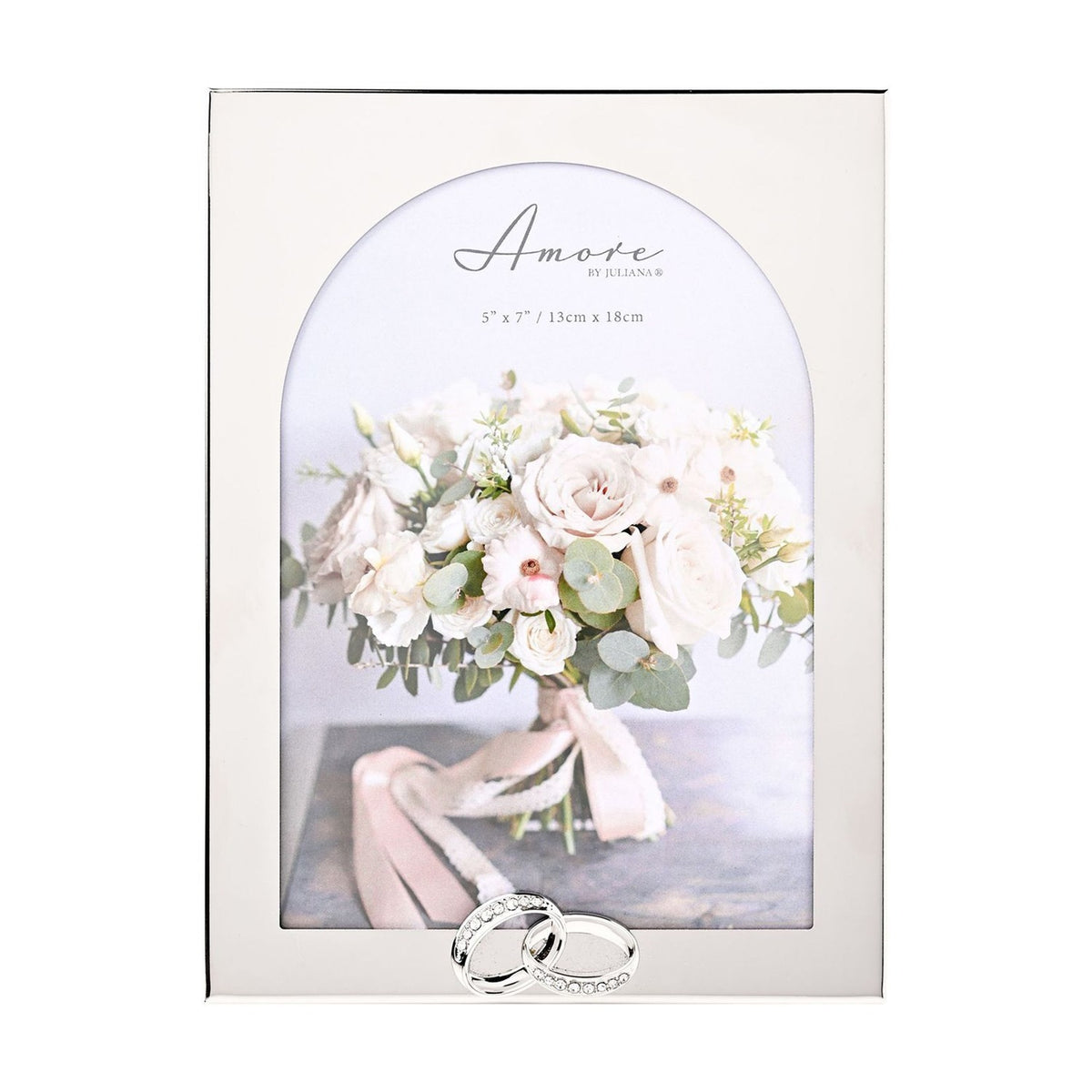Arch Metal Photo Frame with Linked Rings 7 x 5in - Silver