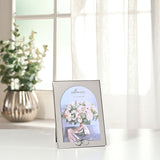 Arch Metal Photo Frame with Linked Rings 7 x 5in - Silver