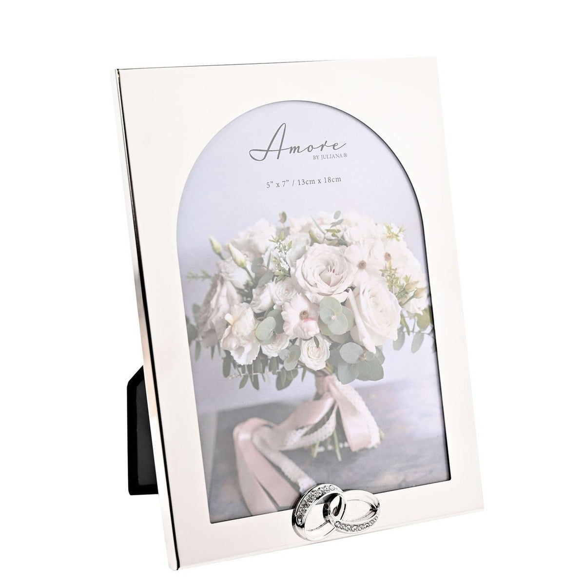 Arch Metal Photo Frame with Linked Rings 7 x 5in - Silver