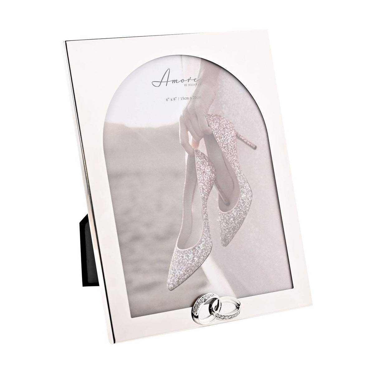 Shiny Arch Metal Photo Frame with Rings 8 x 6in - Silver