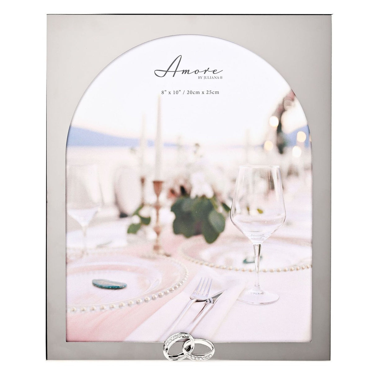 Arch Aperture Metal Photo Frame with Rings 10 x 8in - Silver