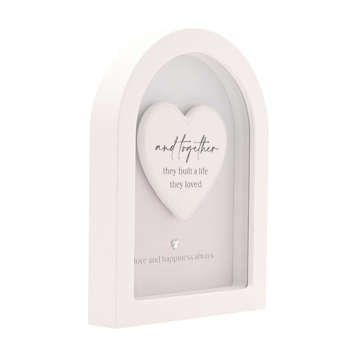 Together Heart Arch Wooden Plaque 17.9cm with Hanger - White
