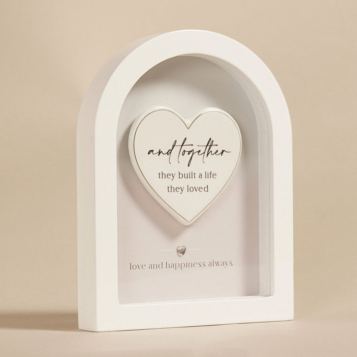 Together Heart Arch Wooden Plaque 17.9cm with Hanger - White