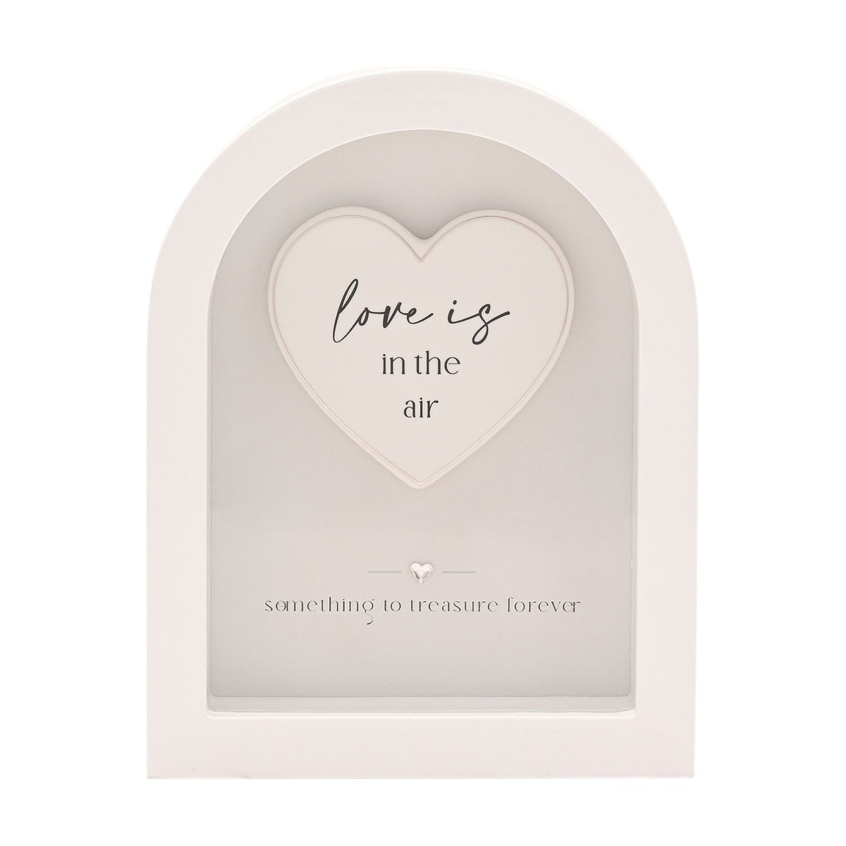 Love Is in The Air Heart Arch MDF Plaque 17.9cm - White