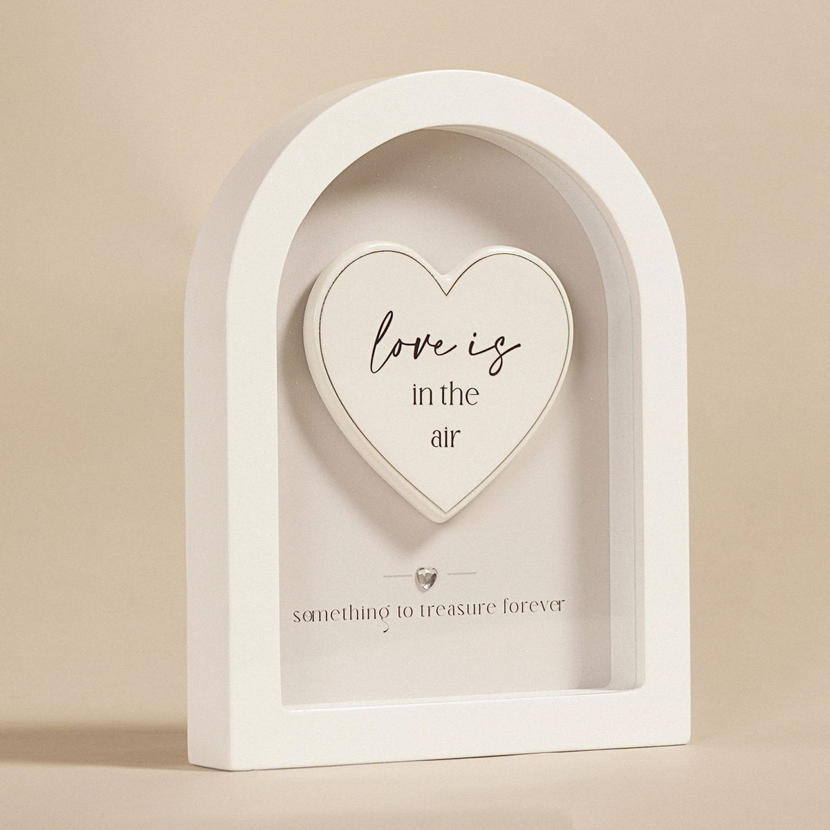Love Is in The Air Heart Arch MDF Plaque 17.9cm - White