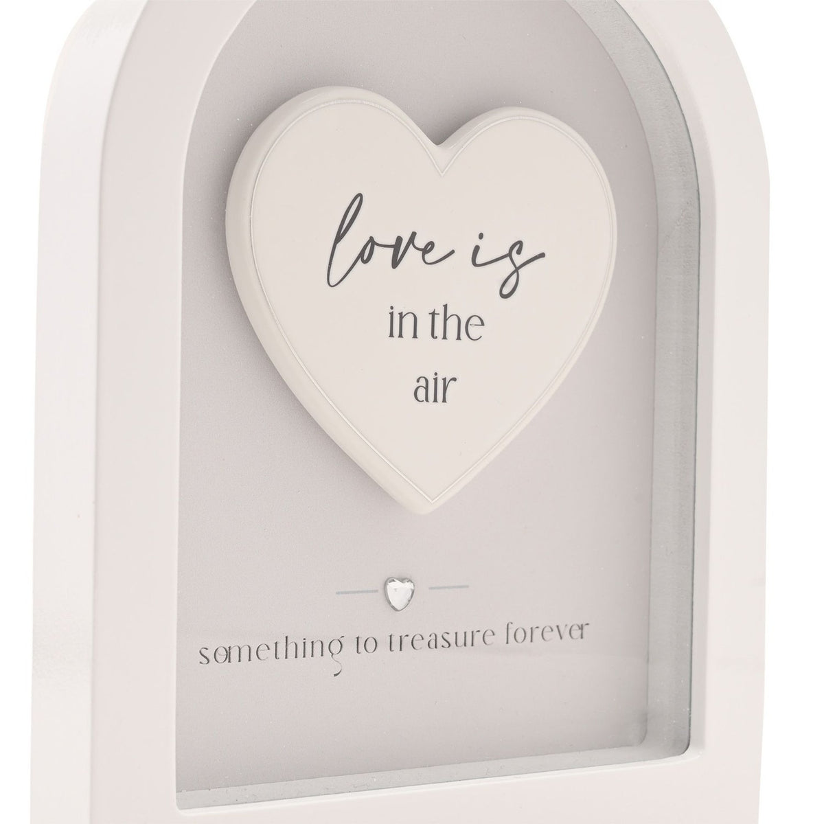 Love Is in The Air Heart Arch MDF Plaque 17.9cm - White