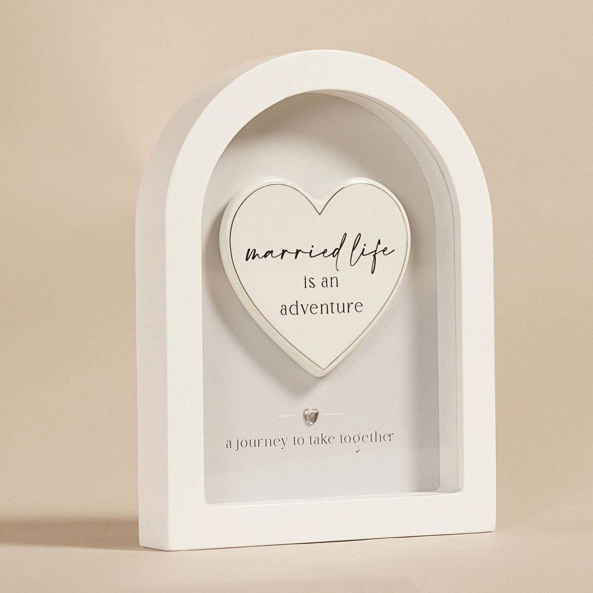 Married Life Arch MDF Plaque with 3D Heart 17.9cm - White
