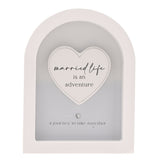 Married Life Arch MDF Plaque with 3D Heart 17.9cm - White