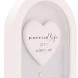 Married Life Arch MDF Plaque with 3D Heart 17.9cm - White