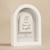 10 Years Aluminium Anniversary Arch MDF Plaque 18cm - White