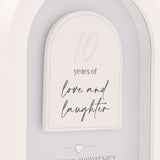 10 Years Aluminium Anniversary Arch MDF Plaque 18cm - White