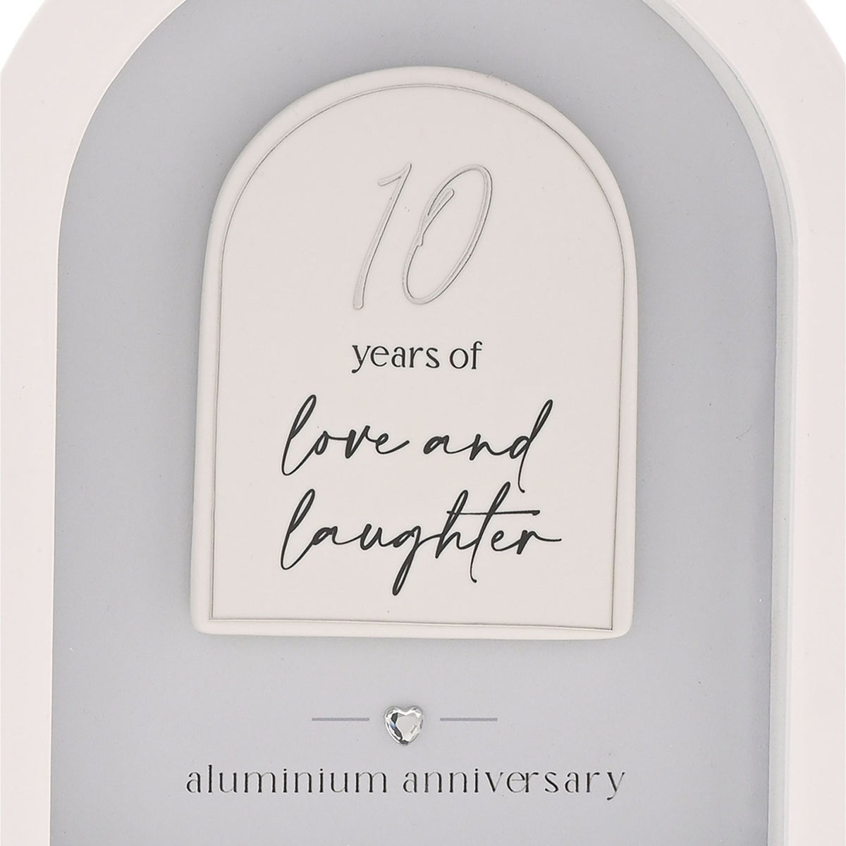 10 Years Aluminium Anniversary Arch MDF Plaque 18cm - White