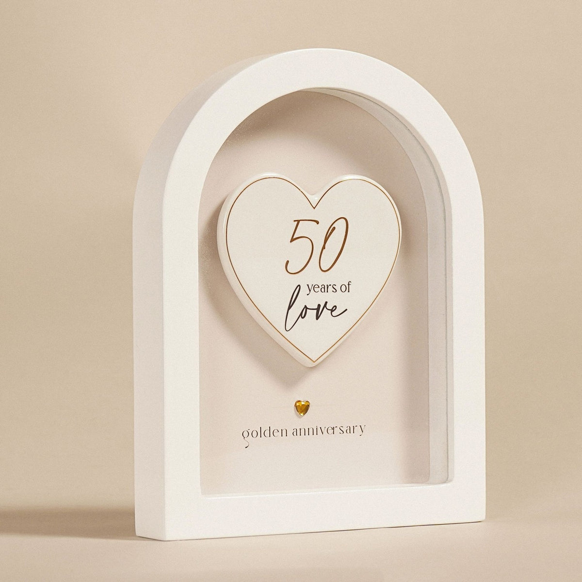 50 Years Golden Anniversary Arch MDF Plaque 18cm - White
