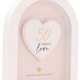 50 Years Golden Anniversary Arch MDF Plaque 18cm - White