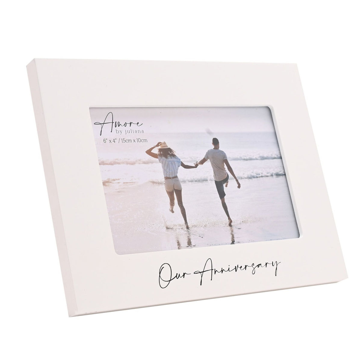 Our Anniversary Standing Wooden Photo Frame 6 x 4in - White