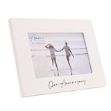Our Anniversary Standing Wooden Photo Frame 6 x 4in - White