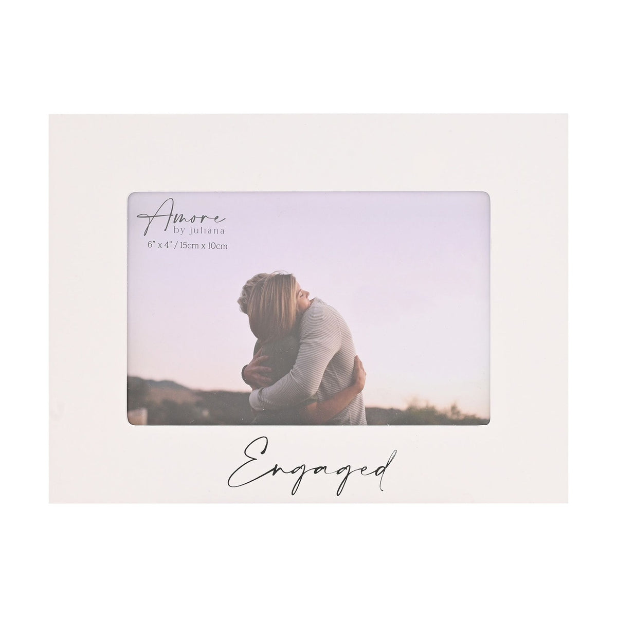 Engaged Script Wooden Photo Frame 6 x 4in with Strut - White