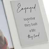 Engaged Wooden Photo Frame with Grey Verse Plaque - White