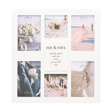 Mr & Mrs Multi Aperture Wooden Wall Photo Frame - White