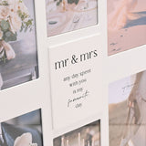 Mr & Mrs Multi Aperture Wooden Wall Photo Frame - White