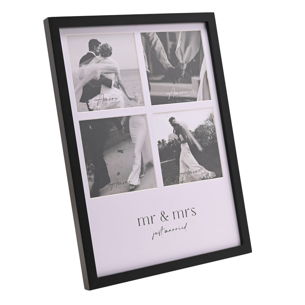 Mr & Mrs Multi Aperture Photo Frame 4 x 4in - Black & White
