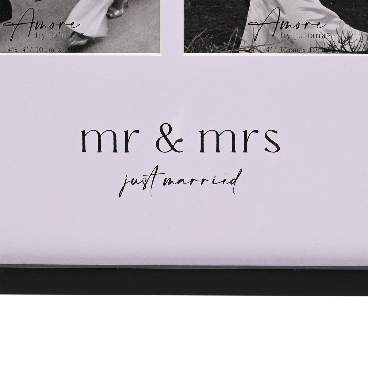 Mr & Mrs Multi Aperture Photo Frame 4 x 4in - Black & White