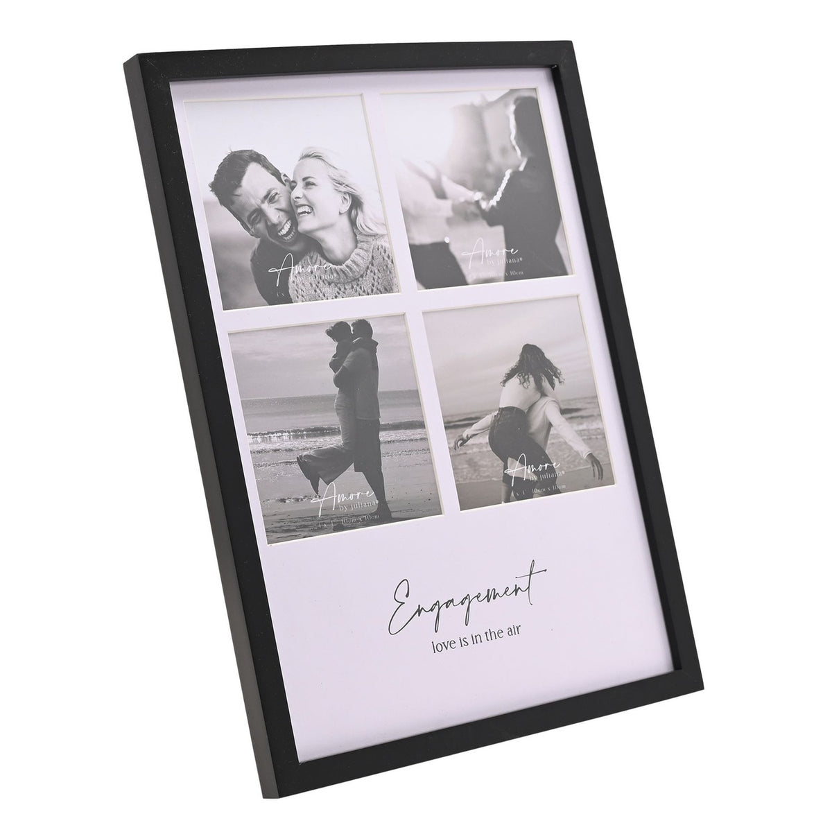 Engaged Multi Aperture Wooden Photo Frame 4 x 4in - Black & White