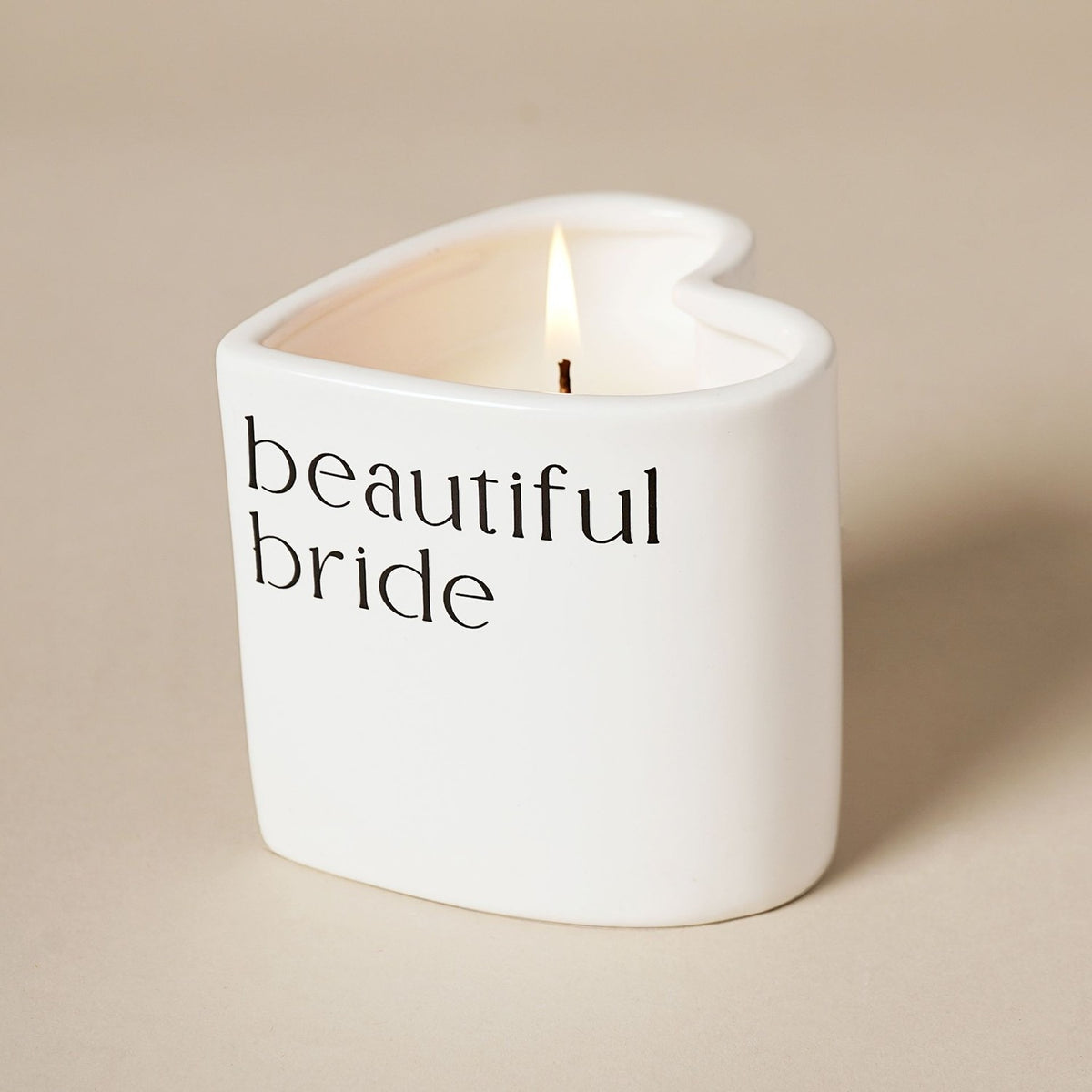 Beautiful Bride Heart Ceramic Scented Candle - White