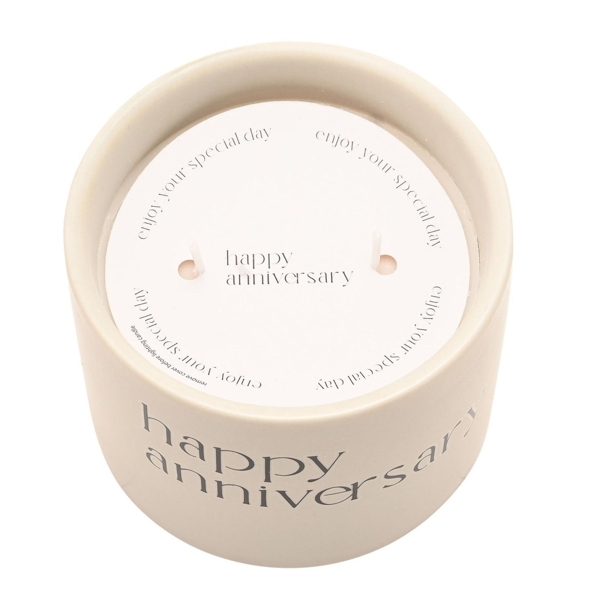 Happy Anniversary Double Wick Ceramic Scented Candle - Cream