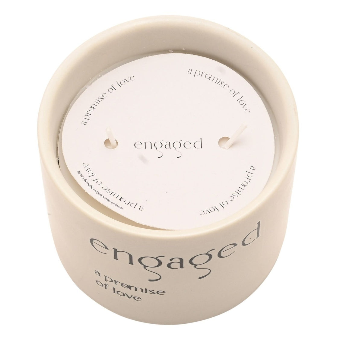 Engaged Round Double Wick Ceramic Scented Candle - Beige