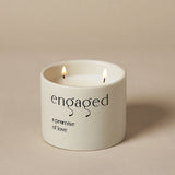 Engaged Round Double Wick Ceramic Scented Candle - Beige