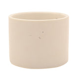 Round white ceramic candle pot, double wick design, plain cylindrical shape with smooth matte finish, shown empty on a white background.